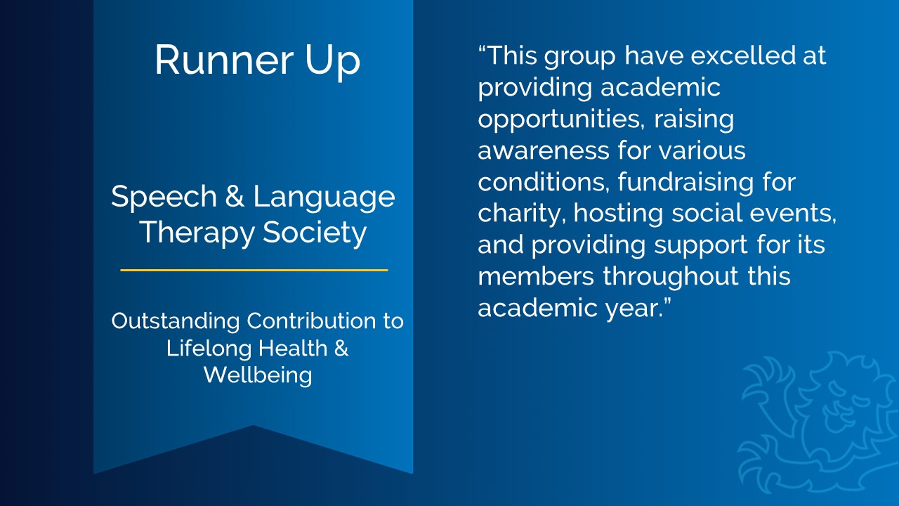 Runner up: Speech and Language Therapy Society